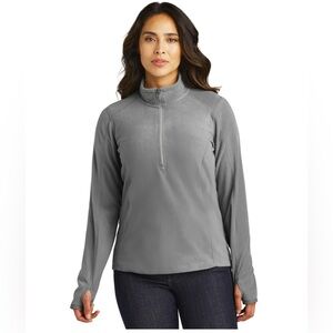 NIB Ladies Port Authority 1/2 zip Microfleece in grey size L with thumb holes